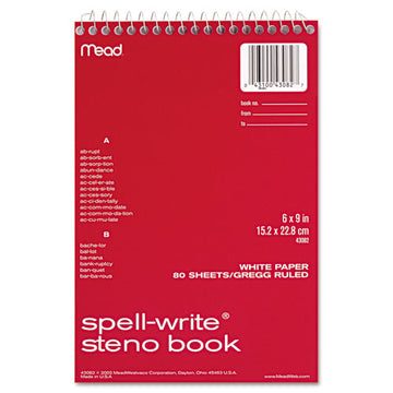 Mead® Spell-write Wirebound Steno Pad, Gregg Rule, Randomly Assorted Cover Colors, 80 White 6 X 9 Sheets freeshipping - TVN Wholesale